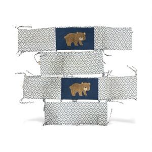 Levtex Baby Blue and White Patterned Crib Bumper